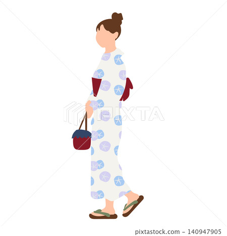 走在浴衣的婦女 140947905