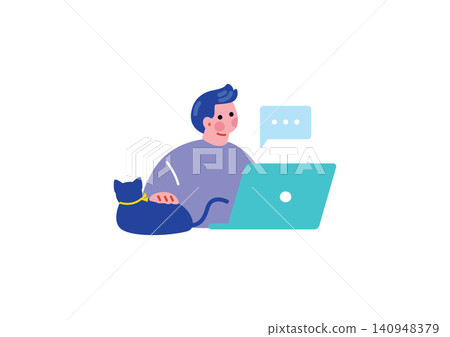 Illustration of a man working remotely Illustration of a man working remotely 140948379