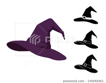 Four Creative Witch Hat Designs for Spooky, Fantasy, and Holiday Graphics Four Creative Witch Hat Designs for Spooky, Fantasy, and Holiday Graphics 140948462
