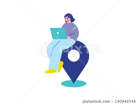 Illustration of a woman working remotely Illustration of a woman working remotely 140948548