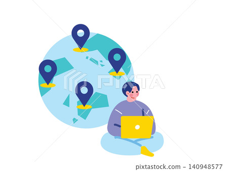 Illustration of a male digital nomad Illustration of a male digital nomad 140948577