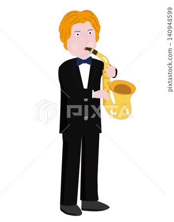 Illustration of someone playing the saxophone. Illustration of someone playing the saxophone. 140948599
