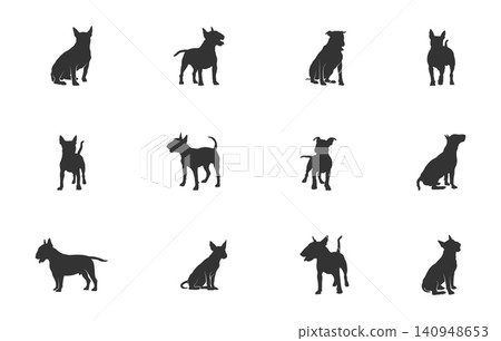 Bull terrier dog svg set, Bull terrier silhouette set, Bull terrier vector. 140948653