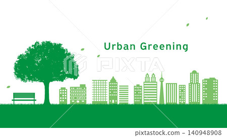 Silhouette image of urban greening landscape 140948908