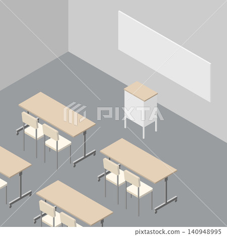 Isometric illustrations of empty seminar rooms and classrooms. Isometric illustrations of empty seminar rooms and classrooms. 140948995