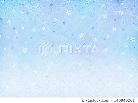 A Japanese-style blue background with small cherry blossoms fluttering in the wind. A Japanese-style blue background with small cherry blossoms fluttering in the wind. 140949261