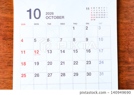 2026 Calendar (October) 2026 Calendar (October) 140949690