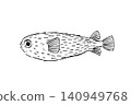 Line art illustration of a pufferfish on a white background 140949768