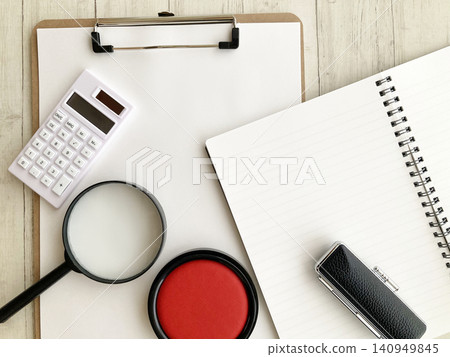 Contracts, reviews, and procedural calculations; binders and office supplies; clipboards, ring notebooks, calculators, seals, and magnifying glasses. Contracts, reviews, and procedural calculations; binders and office supplies; clipboards, ring notebooks, calculators, seals, and magnifying glasses. 140949845
