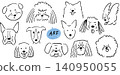 Hand-drawn dog face illustration set, line art sketches, various dog breeds, pet supplies, textiles & stationery. 140950055