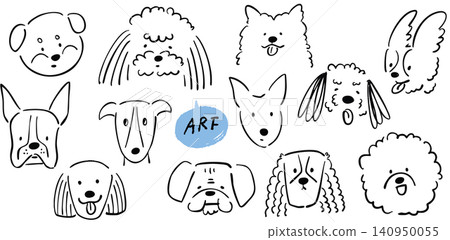 手繪狗臉插畫集,線條藝術草圖,各種犬種,寵物用品,紡織品和文具。 手繪狗臉插畫集,線條藝術草圖,各種犬種,寵物用品,紡織品和文具。 140950055