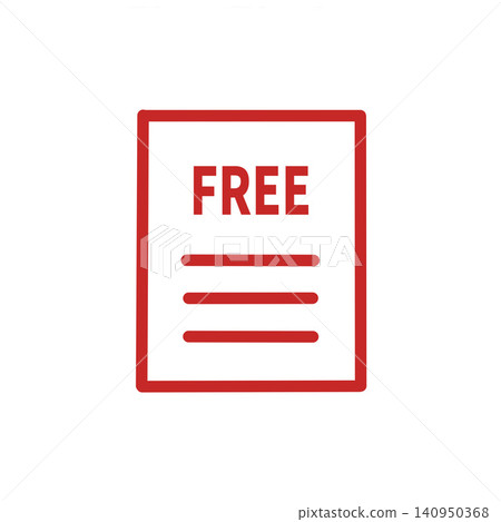A simple free icon consisting of the word "FREE" and three lines. 140950368