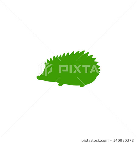 A simple silhouette illustration of a green hedgehog on a white background. A simple silhouette illustration of a green hedgehog on a white background. 140950378