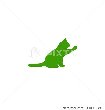 Simple, transparent PNG illustration of a green cat sitting and reaching out its paws. Simple, transparent PNG illustration of a green cat sitting and reaching out its paws. 140950393