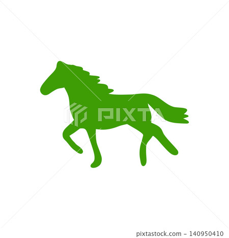Green horse silhouette illustration, running, white background, animal, symbol Green horse silhouette illustration, running, white background, animal, symbol 140950410
