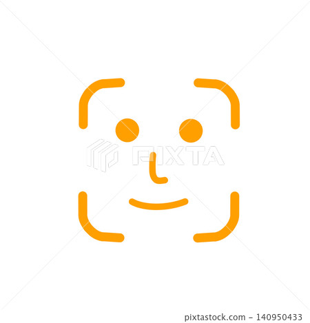 人臉辨識系統/人臉辨識圖示(橘色)的插圖素材 人臉辨識系統/人臉辨識圖示(橘色)的插圖素材 140950433