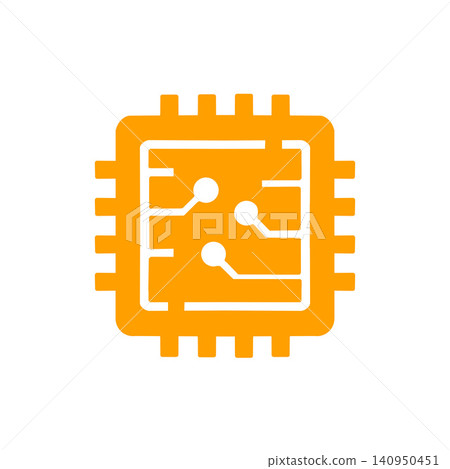 Orange CPU icon/semiconductor chip illustration material Orange CPU icon/semiconductor chip illustration material 140950451