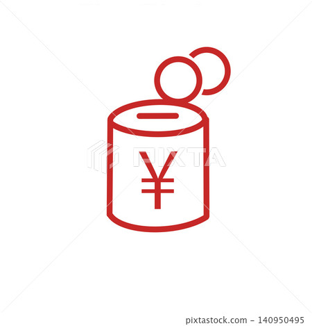Icon material of a piggy bank and a yen symbol - red color - symbolizes saving and budgeting. Icon material of a piggy bank and a yen symbol - red color - symbolizes saving and budgeting. 140950495