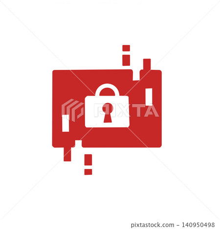 Security icon illustration: A pictogram of a digital lock combining a key and a circuit board. Security icon illustration: A pictogram of a digital lock combining a key and a circuit board. 140950498