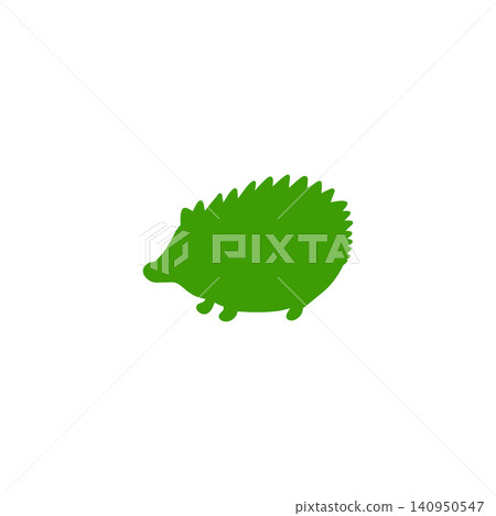 A simple silhouette illustration of a green hedgehog on a white background. A simple silhouette illustration of a green hedgehog on a white background. 140950547