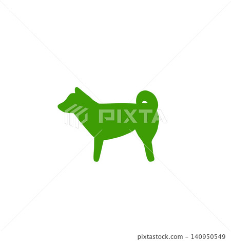 白色背景上的綠色柴犬剪影插圖,極簡設計,狗狗圖示。 白色背景上的綠色柴犬剪影插圖,極簡設計,狗狗圖示。 140950549