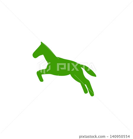 Silhouette illustration of a green horse leaping, white background, image of sports or events. Silhouette illustration of a green horse leaping, white background, image of sports or events. 140950554