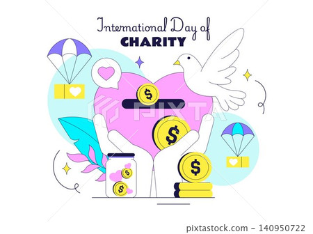 International Day of Charity Vector Illustration Featuring Donation Campaign, Volunteer Giving, Humanitarian Aid, Kindness, and Fundraising International Day of Charity Vector Illustration Featuring Donation Campaign, Volunteer Giving, Humanitarian Aid, Kindness, and Fundraising 140950722