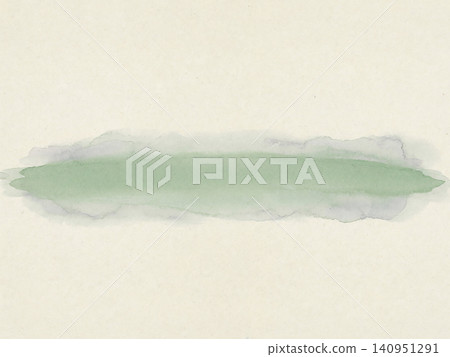 A background of jade green and gray watercolors depicting the horizon on cream-colored Japanese paper. A background of jade green and gray watercolors depicting the horizon on cream-colored Japanese paper. 140951291