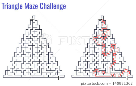 Triangle maze challenge labyrinth puzzle game worksheet template Triangle maze challenge labyrinth puzzle game worksheet template 140951362
