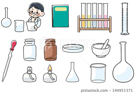 一組科學實驗中使用的工具插圖。 一組科學實驗中使用的工具插圖。 140951371