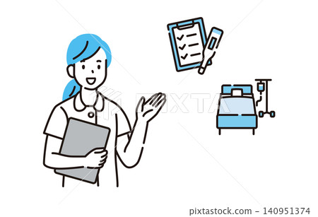 護士和醫療設備的插圖 護士和醫療設備的插圖 140951374