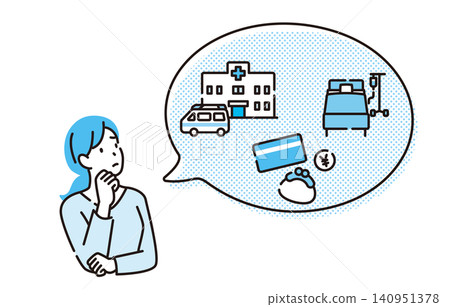 A woman considering hospital costs A woman considering hospital costs 140951378