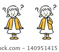 表情疑惑的女孩，全身像，向量圖（橘色） 140951415