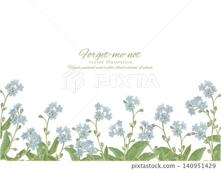 Watercolor hand-painted forget-me-not blue flower frame Watercolor hand-painted forget-me-not blue flower frame 140951429