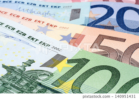 Multicolored Euro banknotes close up Multicolored Euro banknotes close up 140951431