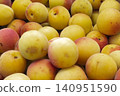 A close-up of fully ripened plums, which have turned yellow, harvested in early summer. 140951590