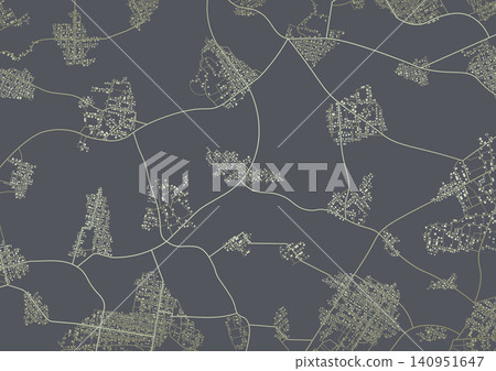 Top, aerial or bird eye view of modern city. Abstract navigation plan of huge urban area. Generic city map with signs of streets, roads, house. Colored flat, editable vector illustration Top, aerial or bird eye view of modern city. Abstract navigation plan of huge urban area. Generic city map with signs of streets, roads, house. Colored flat, editable vector illustration 140951647
