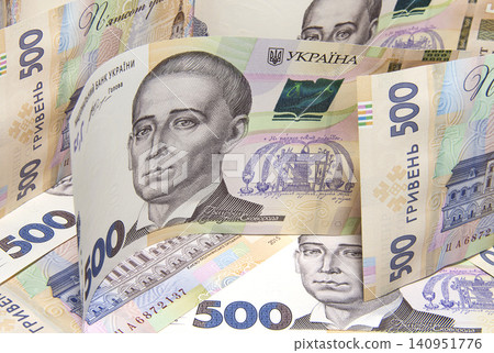 New banknotes of five hundred Ukrainian hryvnias New banknotes of five hundred Ukrainian hryvnias 140951776
