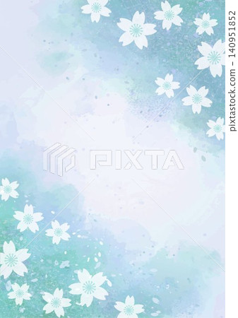 Japanese-style background with cherry blossoms and gold leaf, modern Japanese frame, vector material, vertical. Japanese-style background with cherry blossoms and gold leaf, modern Japanese frame, vector material, vertical. 140951852