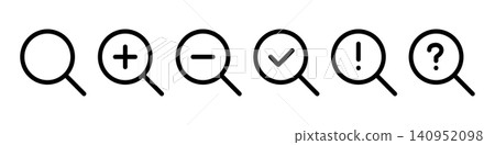 Magnifying glass icon set Magnifying glass icon set 140952098