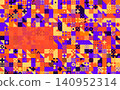 Abstract geometric modular tile pattern using orange and purple gradients. 140952314
