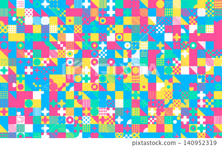 Vibrant tropical-colored geometric pattern modular tile background Vibrant tropical-colored geometric pattern modular tile background 140952319