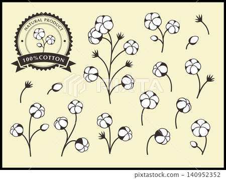 A set of illustrations for the Cotton Flower logo. A set of illustrations for the Cotton Flower logo. 140952352