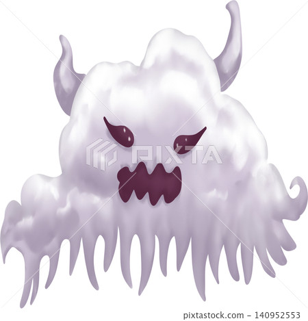 Cute Spooky Cloud Monster Clipart Hand Drawn Watercolor Halloween Illustration 140952553