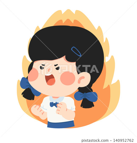 Angry Girl With Pigtails Expression Angry Girl With Pigtails Expression 140952762
