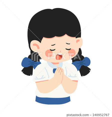 Young Girl Praying With Hands Clasped Young Girl Praying With Hands Clasped 140952767