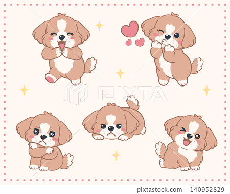 Dog Character Minimal Flat Design Dog Character Minimal Flat Design 140952829