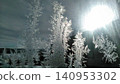 Frost crystals clinging to glass 140953302