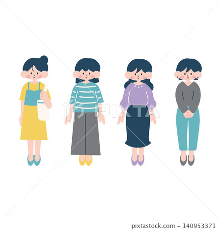 全身女性插畫素材集 全身女性插畫素材集 140953371