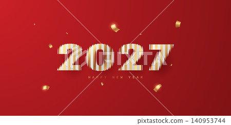 Happy New Year 2027 background, luxury design, festival vector illustration. 140953744